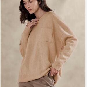 Banana Republic Caro Oversized Lightweight Cashmere Sweater M 757048 Sandstorm
